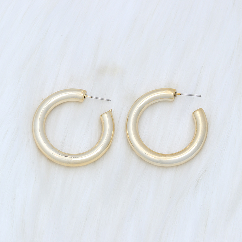 Fashion Electroplated Round C Shape-gold Acrylic Geometric C-shaped Earrings