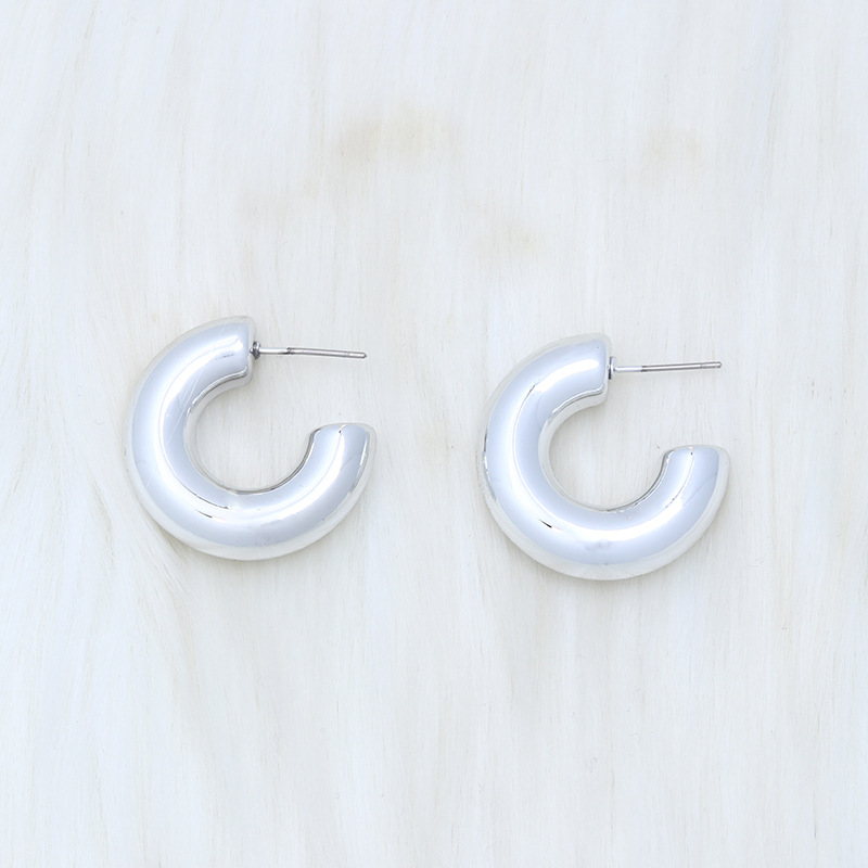 Fashion Electroplating Small C-silver Acrylic Geometric C-shaped Earrings