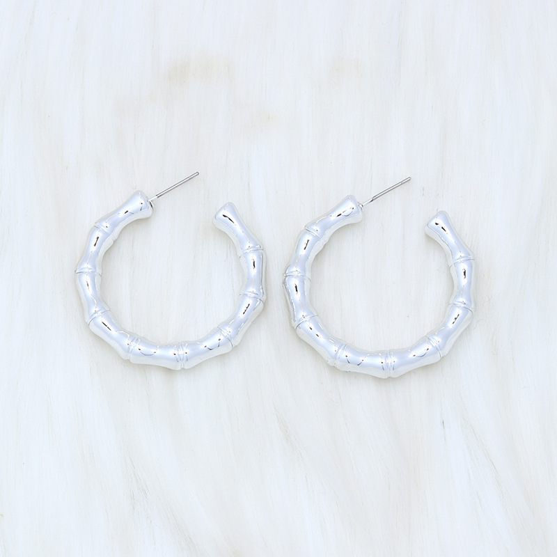 Fashion Electroplated Bamboo C-silver Acrylic Geometric C-shaped Earrings