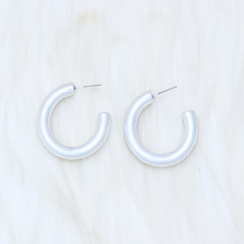 Fashion Electroplated Oval C-silver Acrylic Geometric C-shaped Earrings