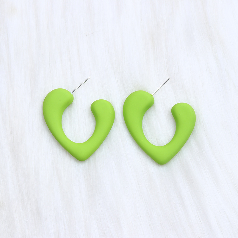 Fashion Fruit Green-peach Heart Acrylic Spray-painted Love Earrings