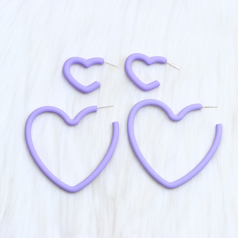 Fashion Purple Heart-set Acrylic Love Earring Set