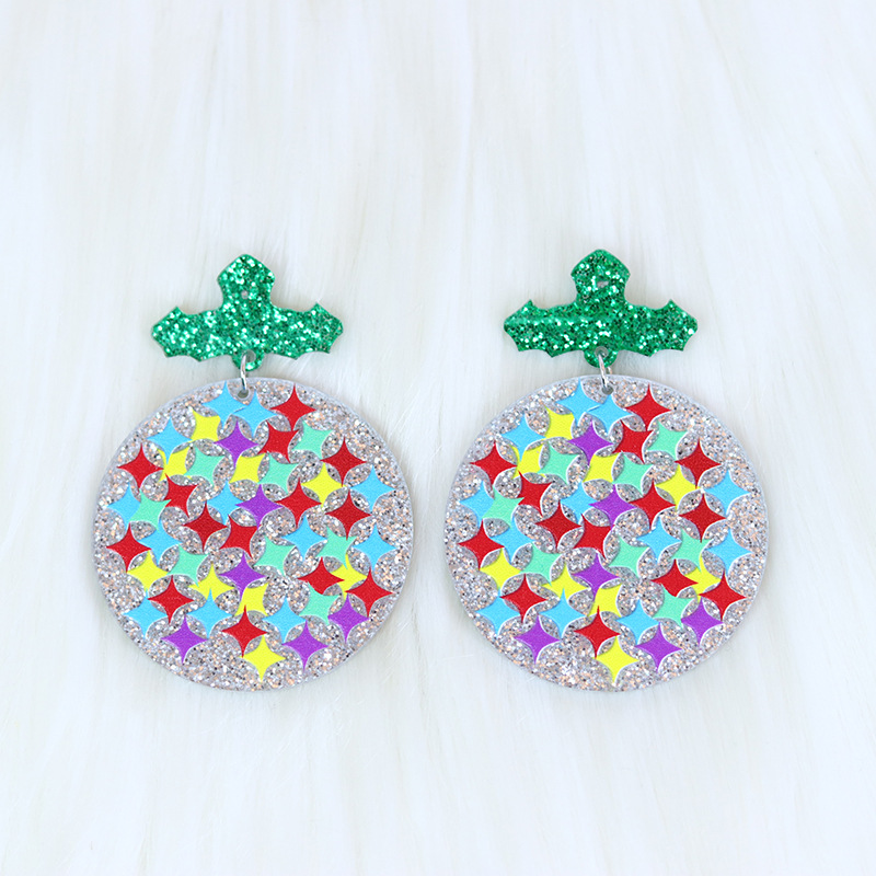 Fashion Colorful Star Circle Acrylic Star Round Earrings