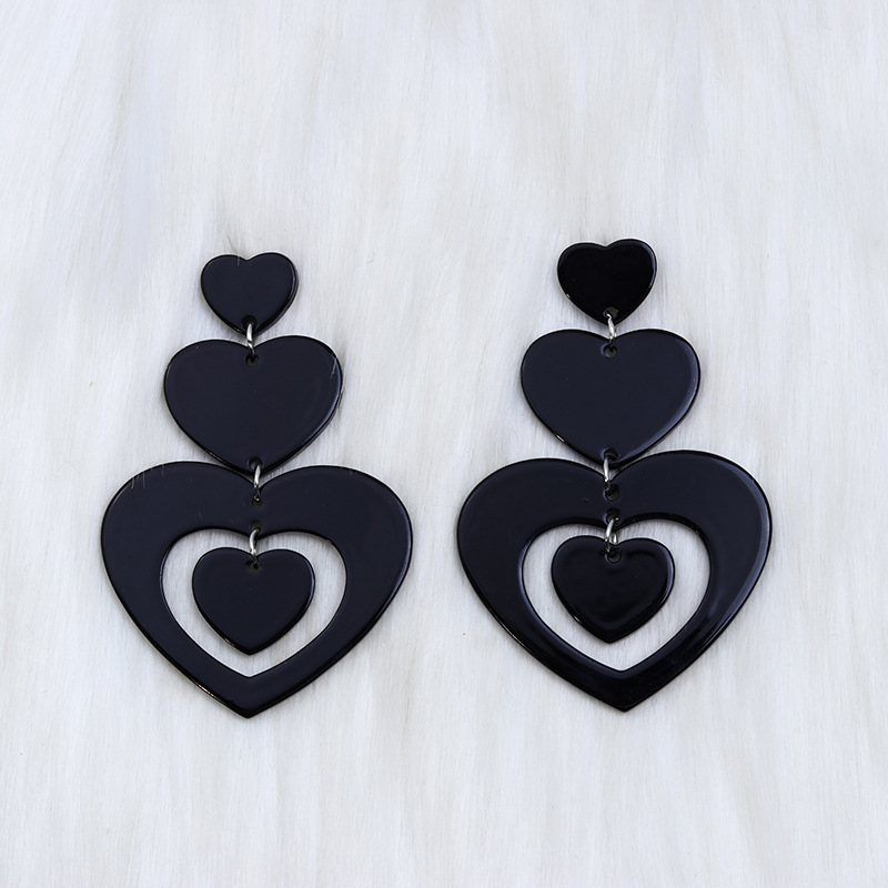 Fashion Black-stitched Love Acrylic Love Stitch Earrings