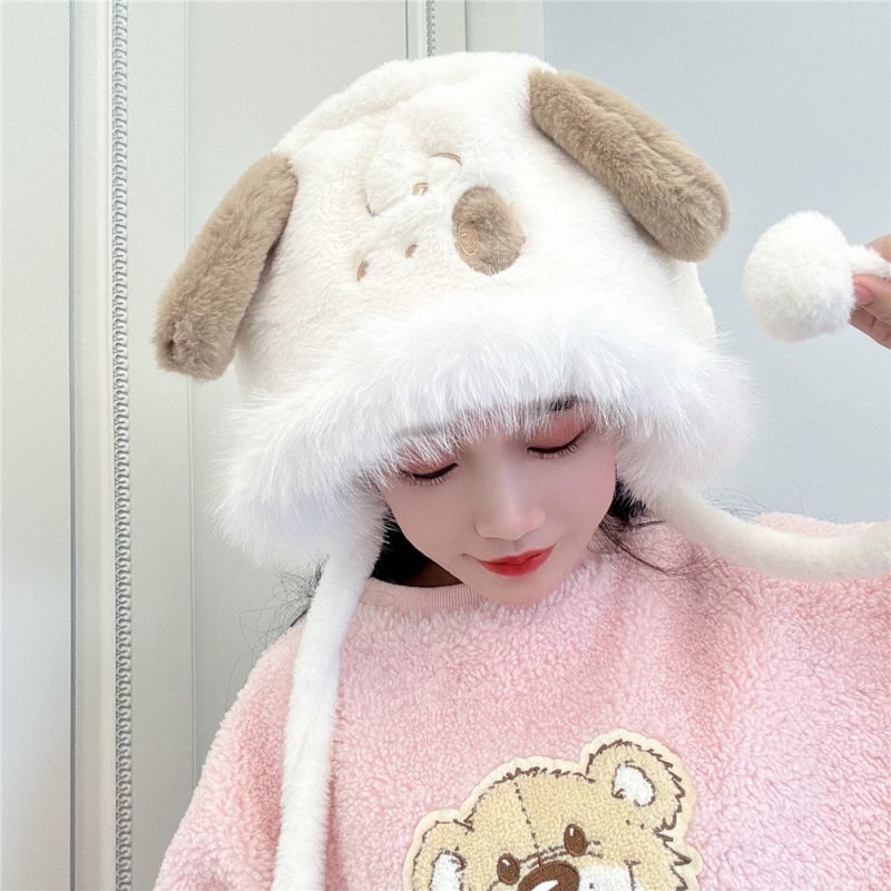 Fashion Shaggy Dog Polyester Plush Puppy Ear Protection Hood