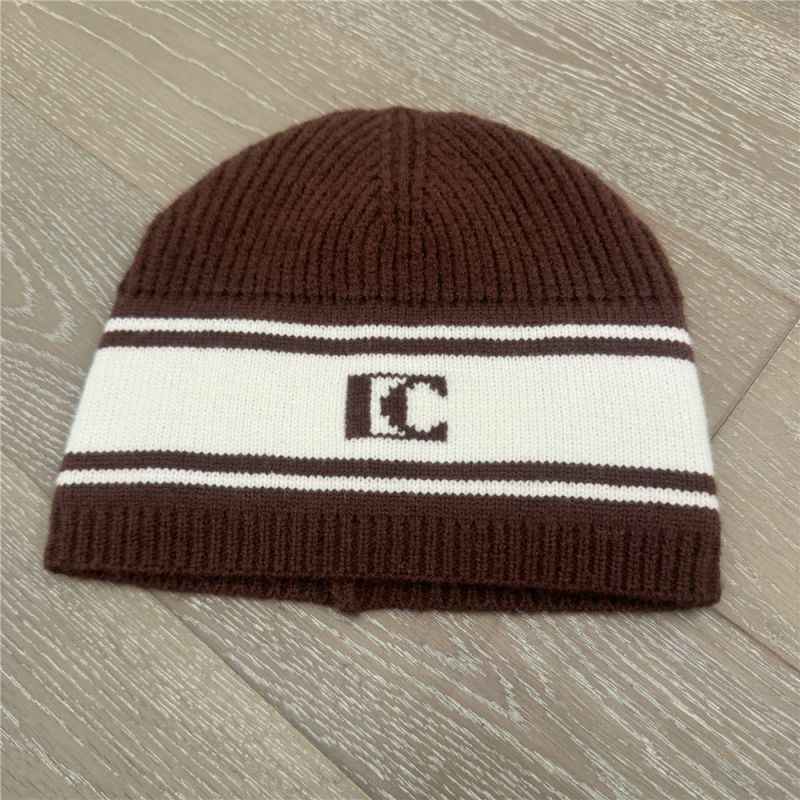 Fashion Brown Hat Wool Knitted Letter Embroidered Beanie
