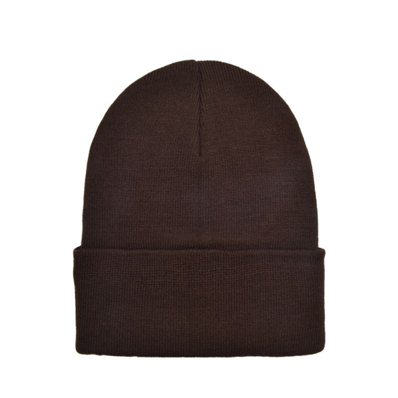 Fashion Dark Brown—knitted Hat For Children Acrylic Knitted Rolled Edge Children's Beanie