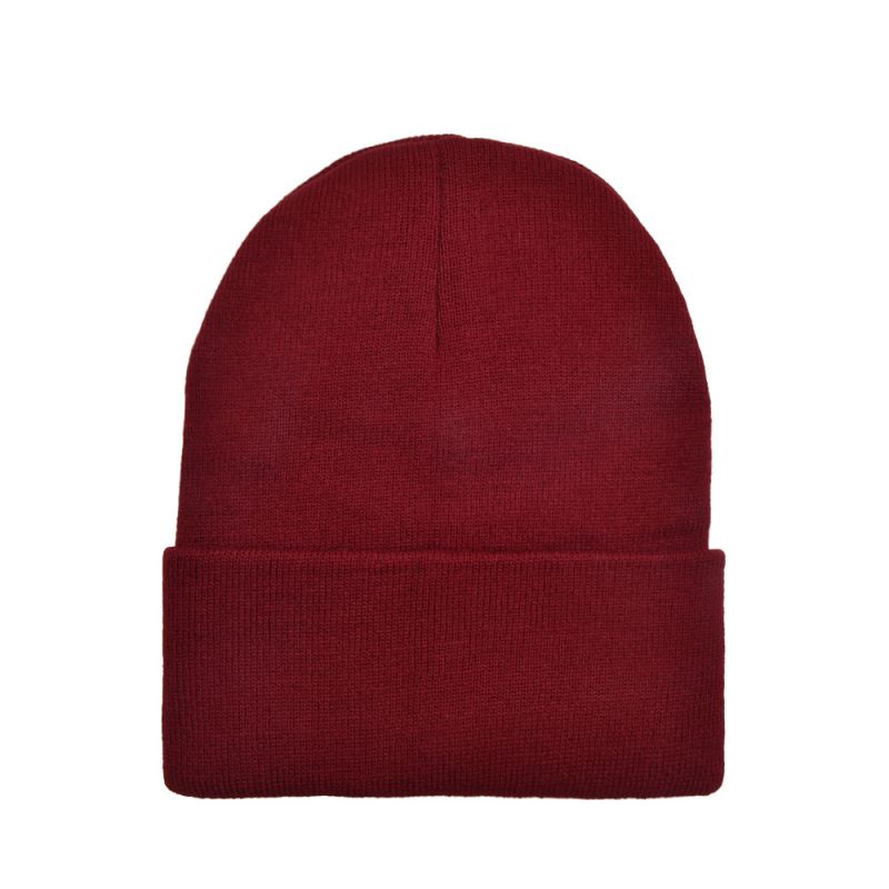 Fashion Burgundy—adult Knitted Hat Acrylic Knitted Rolled Edge Beanie