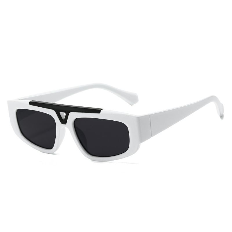 Fashion Gray Frame With White Frame Pc Small Frame Irregular Sunglasses
