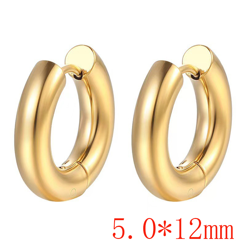 Fashion Gold 5.0*12 One Stainless Steel Glossy Round Earrings