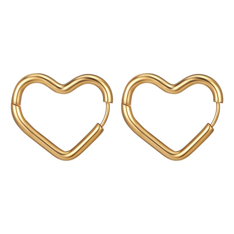 Fashion Round Line Peach Heart Earrings In Gold Color Stainless Steel Geometric Heart Earrings(single)