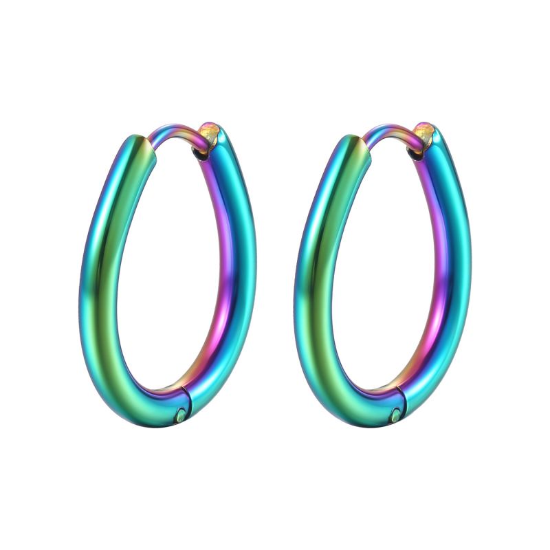 Fashion Colorful Round Line Drop Earrings Stainless Steel Geometric Water Drop Earrings(single)