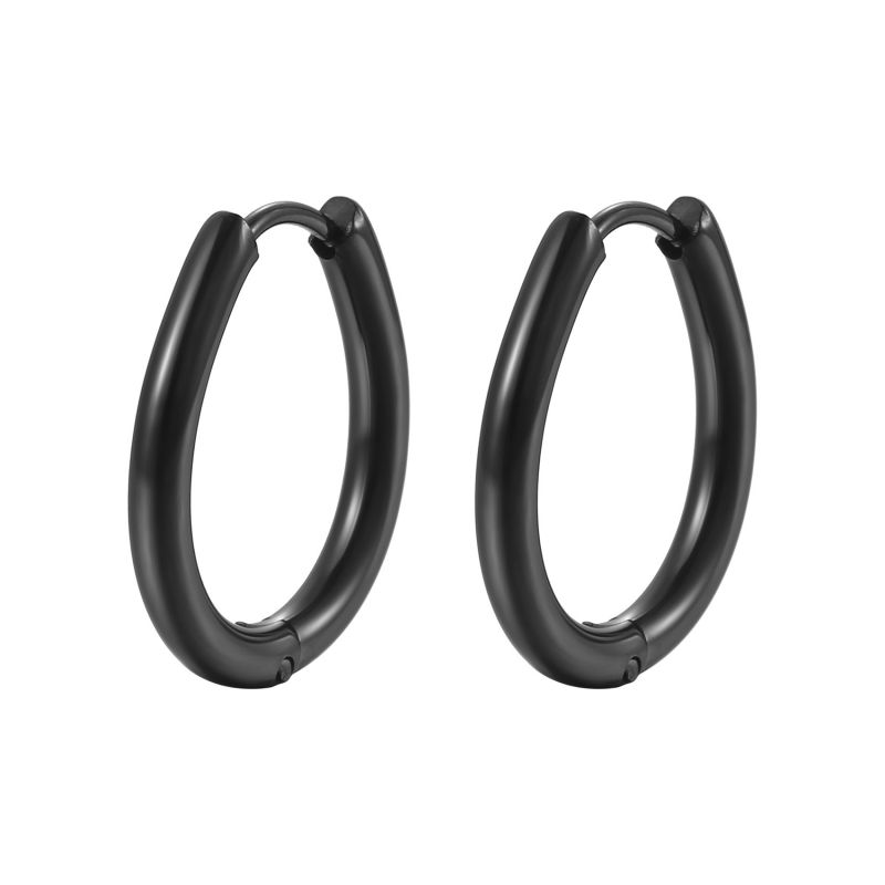 Fashion Round Line Drop Earrings Black Stainless Steel Geometric Water Drop Earrings(single)