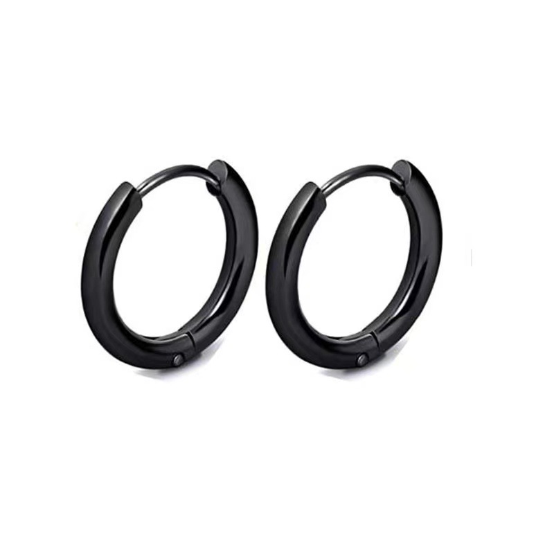 Fashion Round Wire Round Earrings Black Stainless Steel Geometric Round Earrings(single)