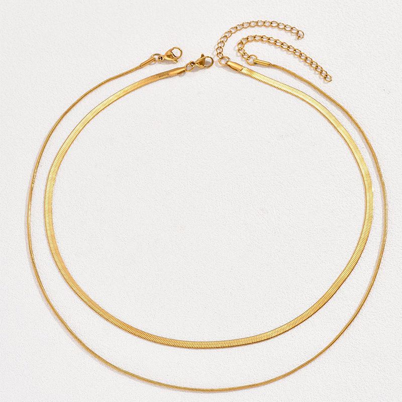Fashion Gold Metal Snake Bone Chain Double Layer Necklace