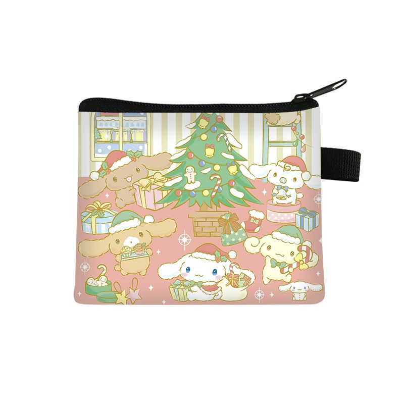 Fashion 37# Polyester Christmas Printed Large Capacity Coin Purse