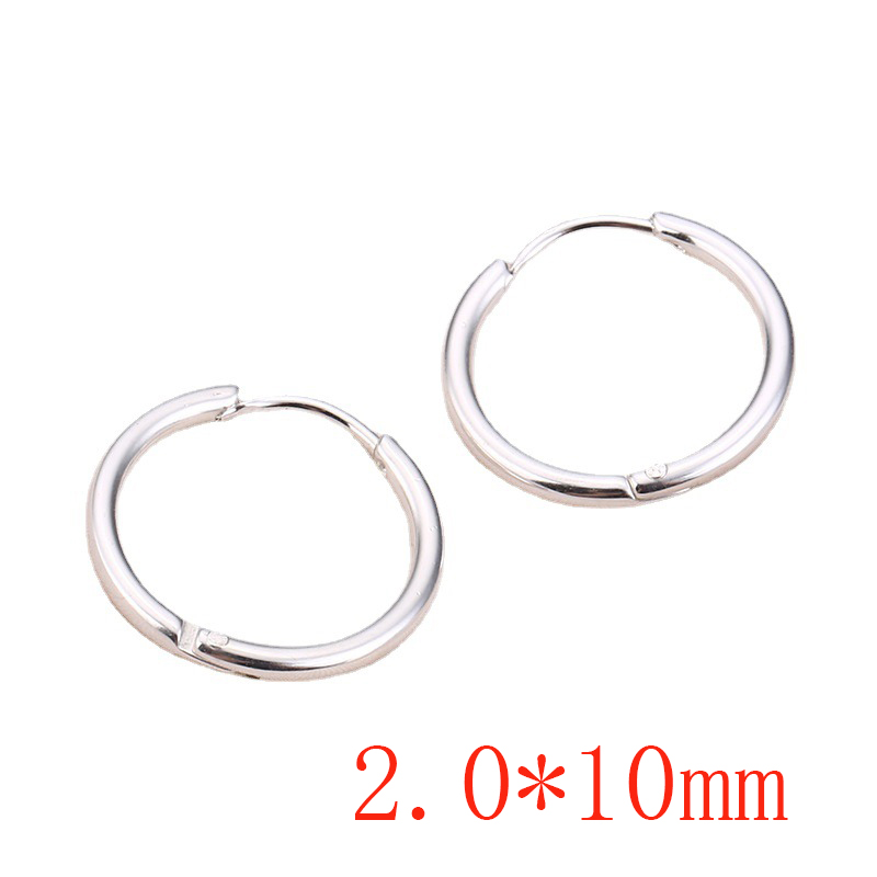 Fashion 2.0*10mm Silver One Titanium Steel Geometric Round Men's Earrings (single)
