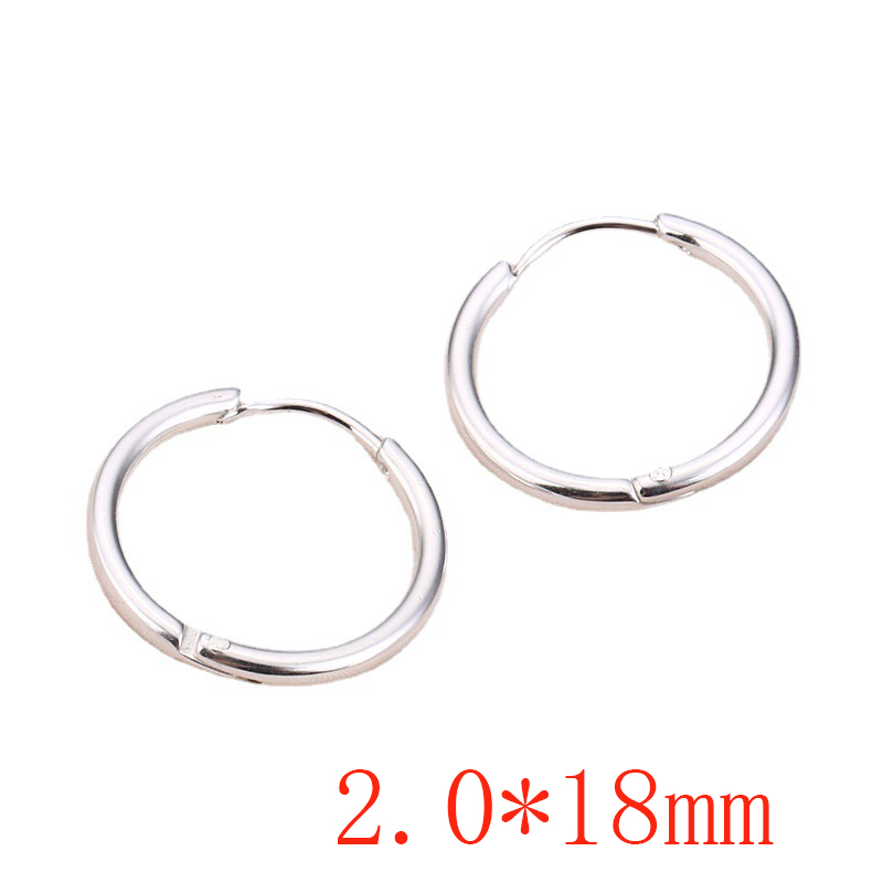Fashion 2.0*18mm Silver One Titanium Steel Geometric Round Men's Earrings (single)