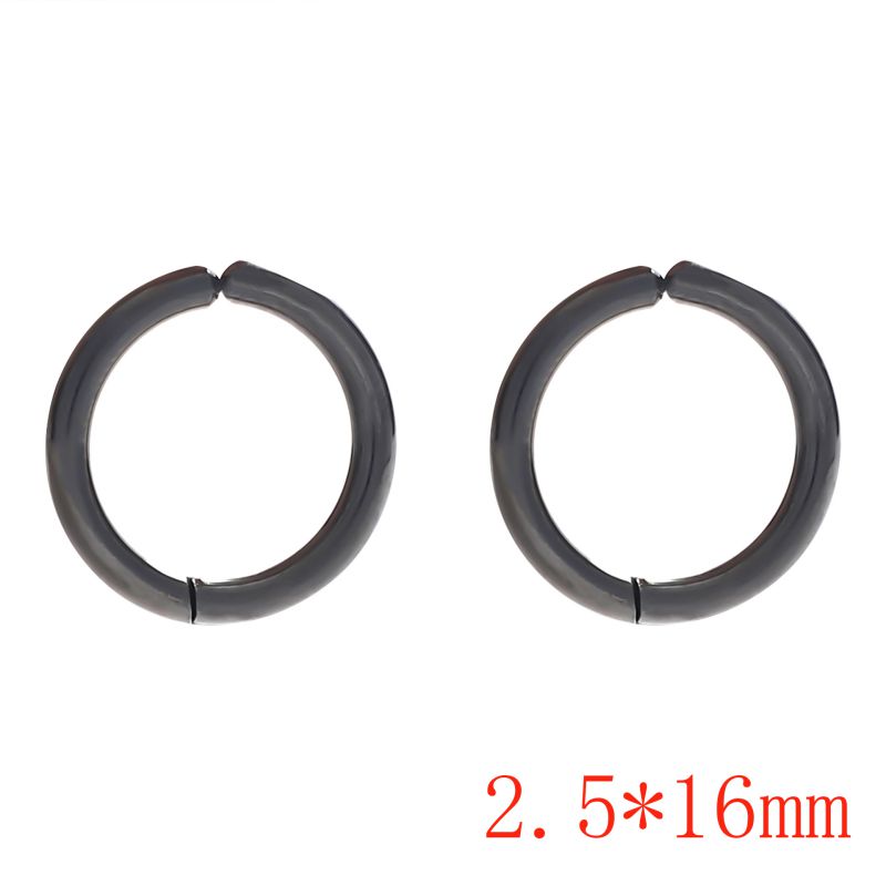 Fashion 2.5*16mm Black Ear Clip Titanium Steel Geometric Round Men's Ear Clip (single)