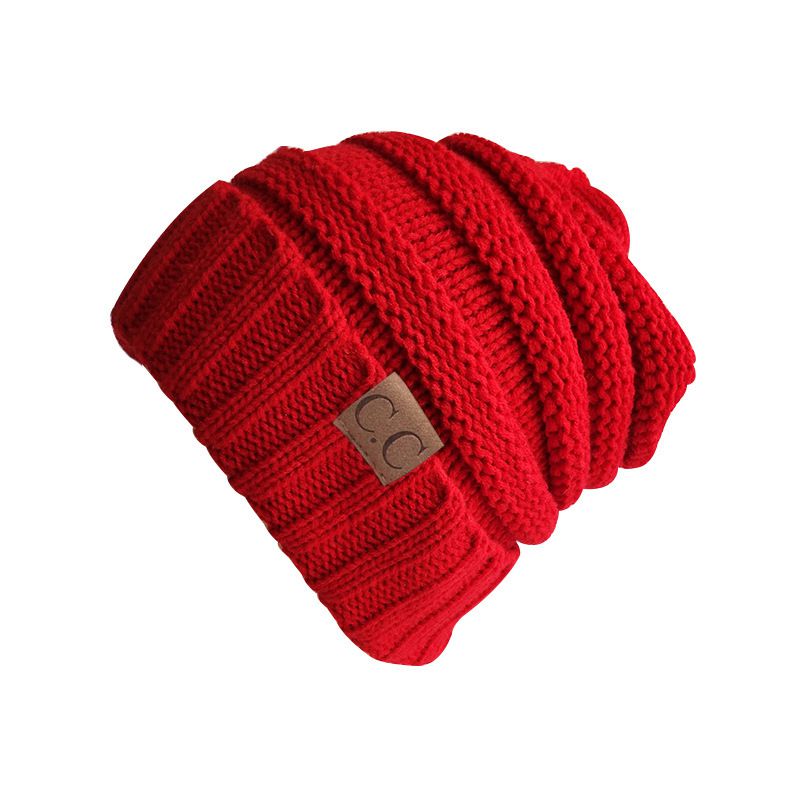 Fashion Red Knitted Label Beanie