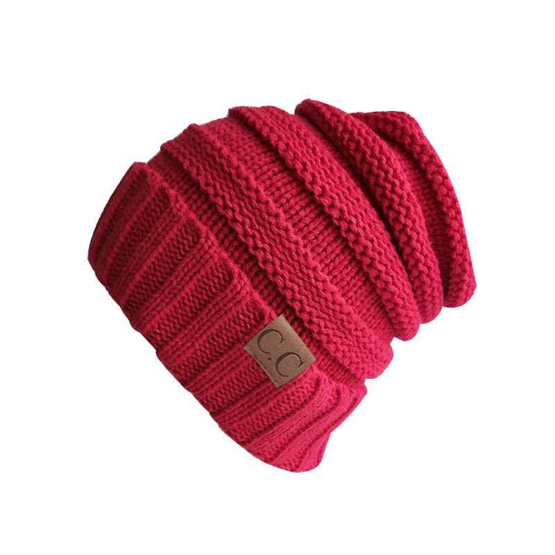 Fashion Rose Red Knitted Label Beanie
