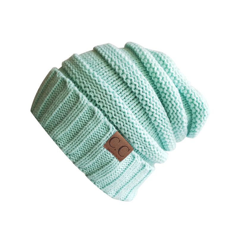 Fashion Sky Blue Knitted Label Beanie