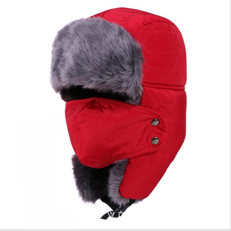 Fashion Red Wool Thickened Plush Neck Scarf Integrated Hood