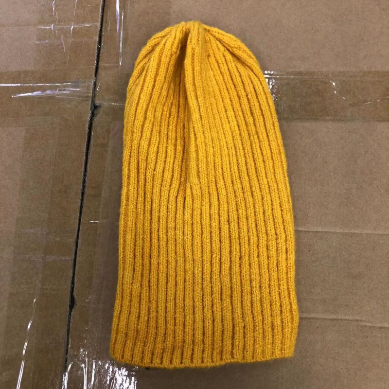 Fashion Yellow Rolled Edge Knitted Beanie