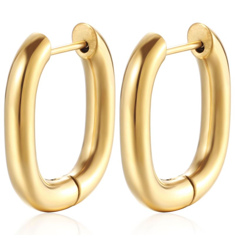 Fashion U Wire Coil Gold One Stainless Steel U-shaped Men's Earrings