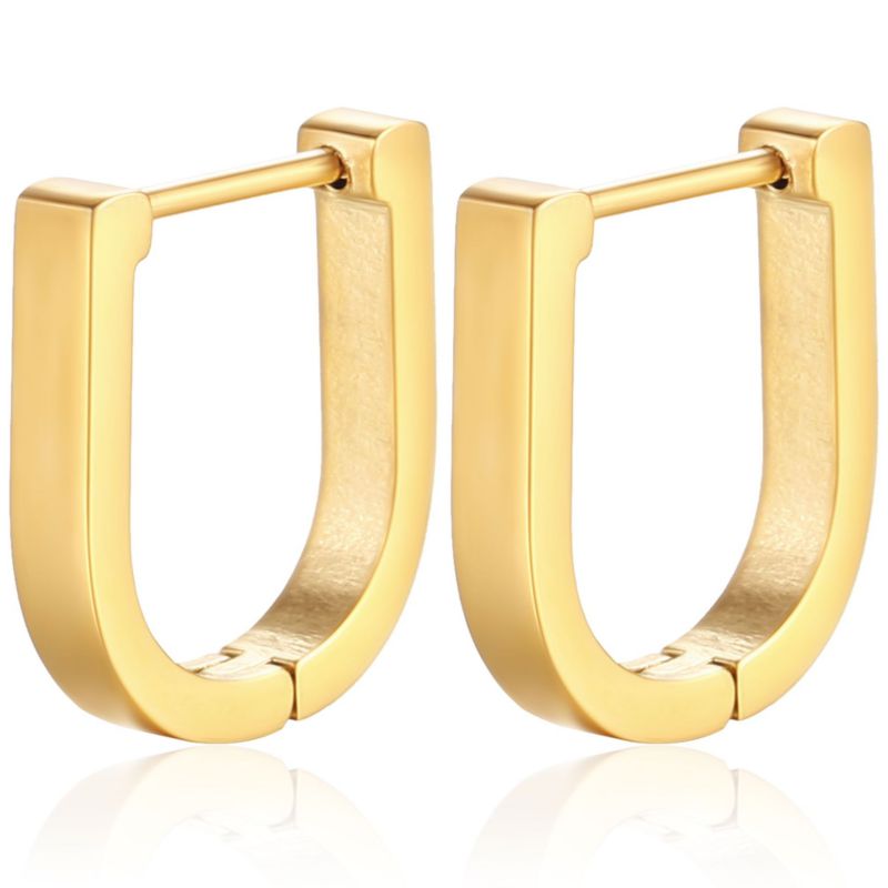 Fashion U-shaped Glossy Gold One Stainless Steel U-shaped Men's Earrings