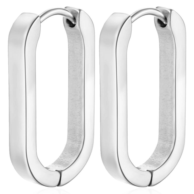 Fashion U-shaped Large Steel Color One Stainless Steel U-shaped Men's Earrings