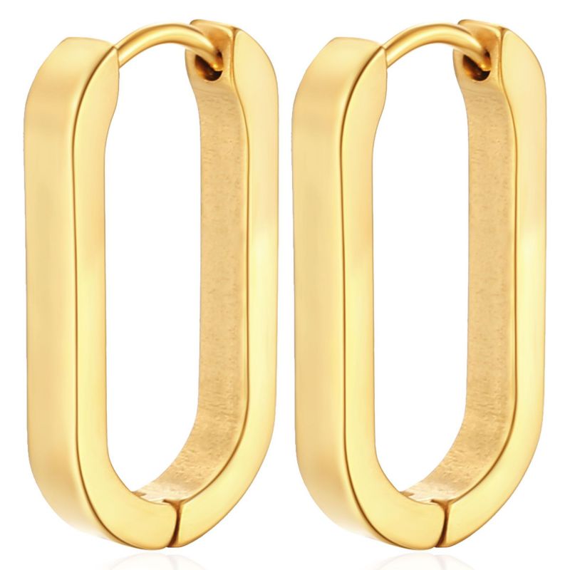 Fashion U-shaped Large Gold One Stainless Steel U-shaped Men's Earrings
