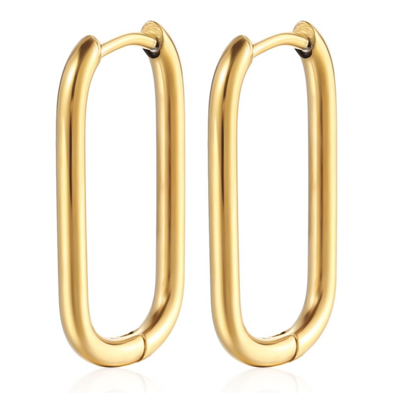 Fashion U-shaped 2.0 Coil Gold One Stainless Steel U-shaped Men's Earrings