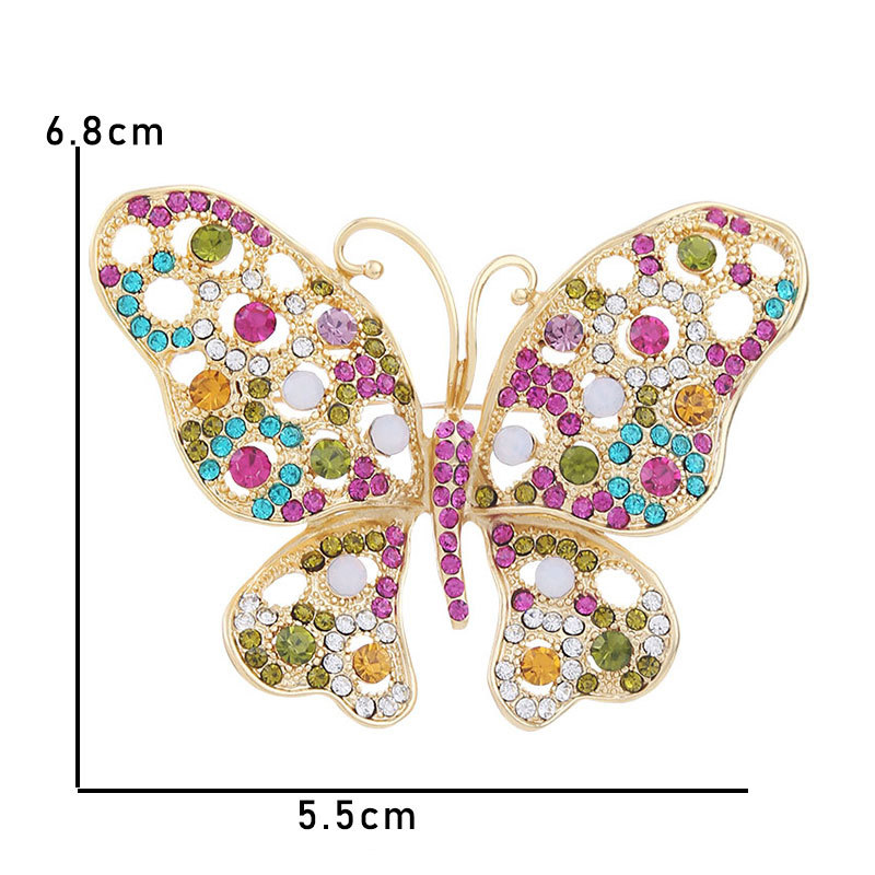 Fashion 2# Alloy Diamond Butterfly Brooch