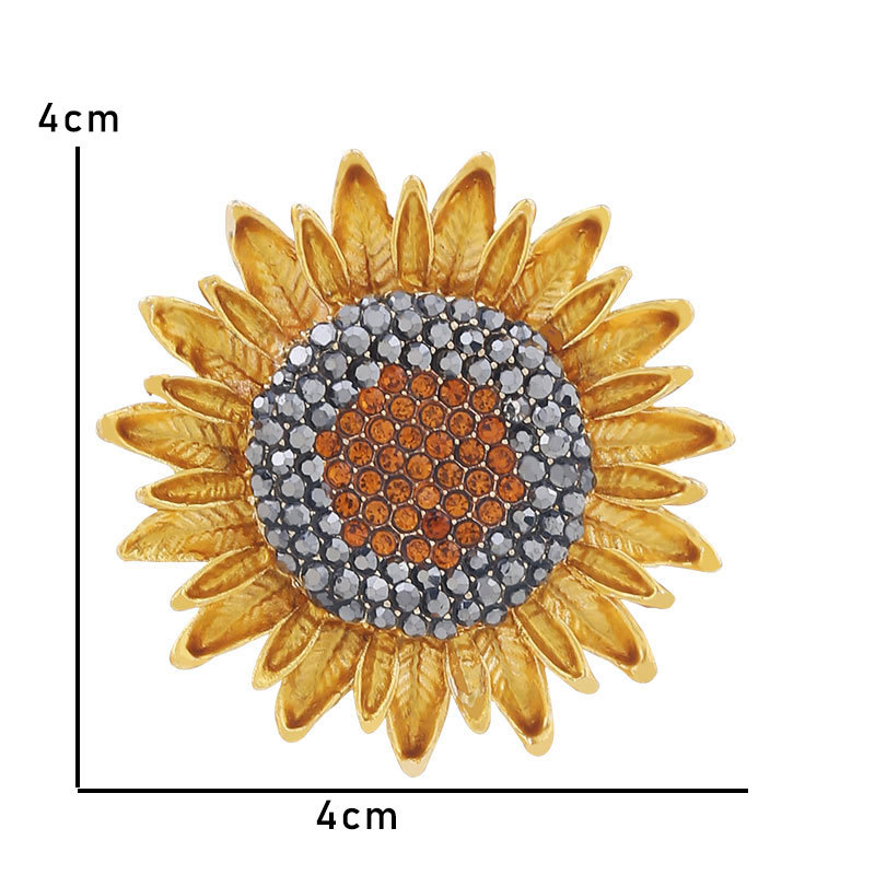 Fashion 17# Alloy Diamond Sunflower Brooch