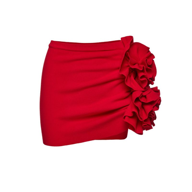 Fashion Single Skirt Polyester Floral Pleated Skirt