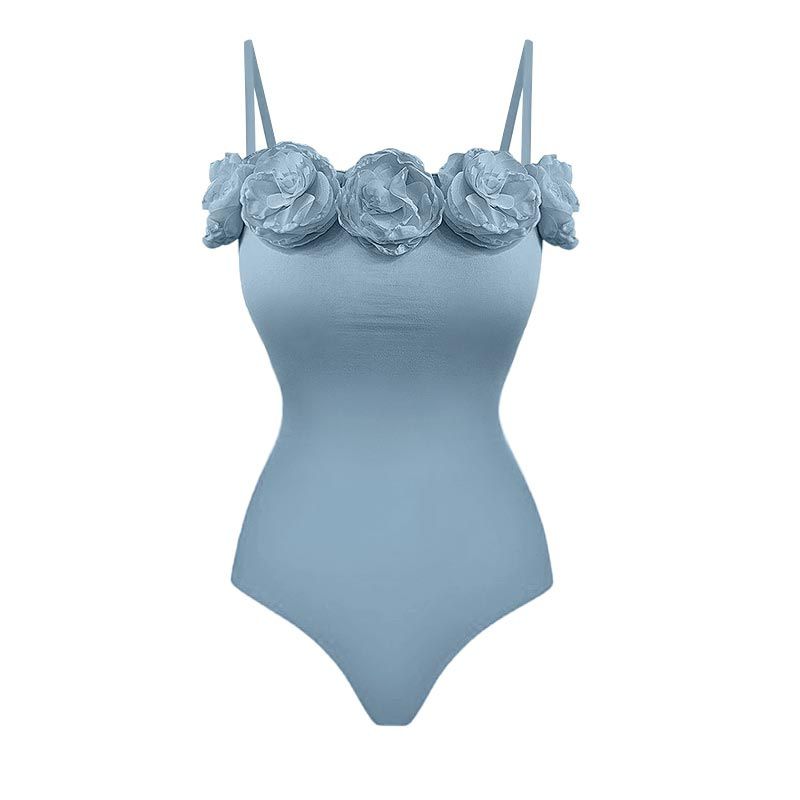 Fashion Haze Blue Floral One-piece Swimsuit