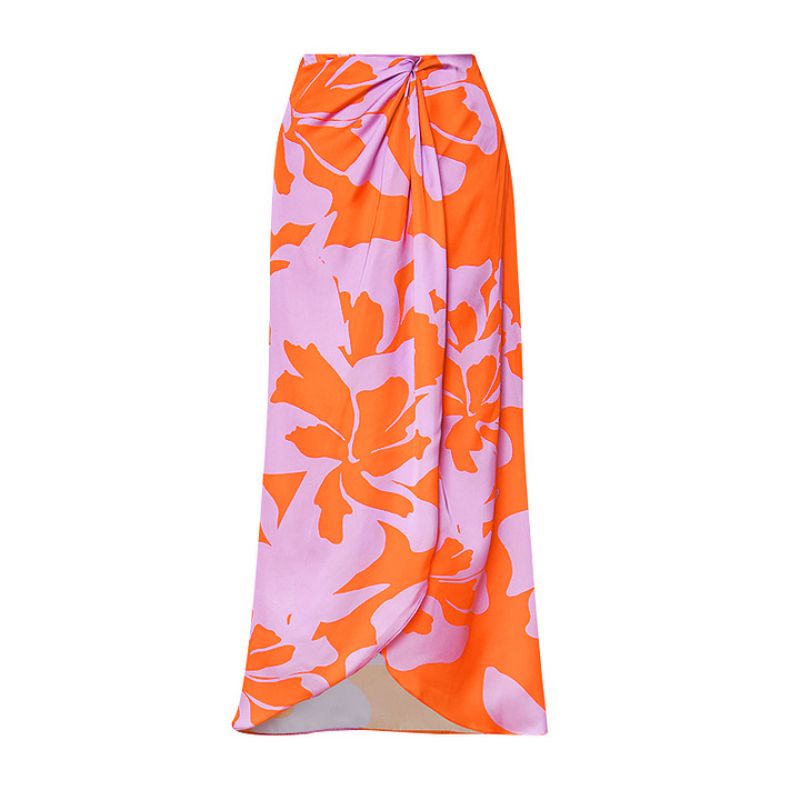 Fashion Single Wrap Skirt Polyester Printed Knotted Beach Skirt