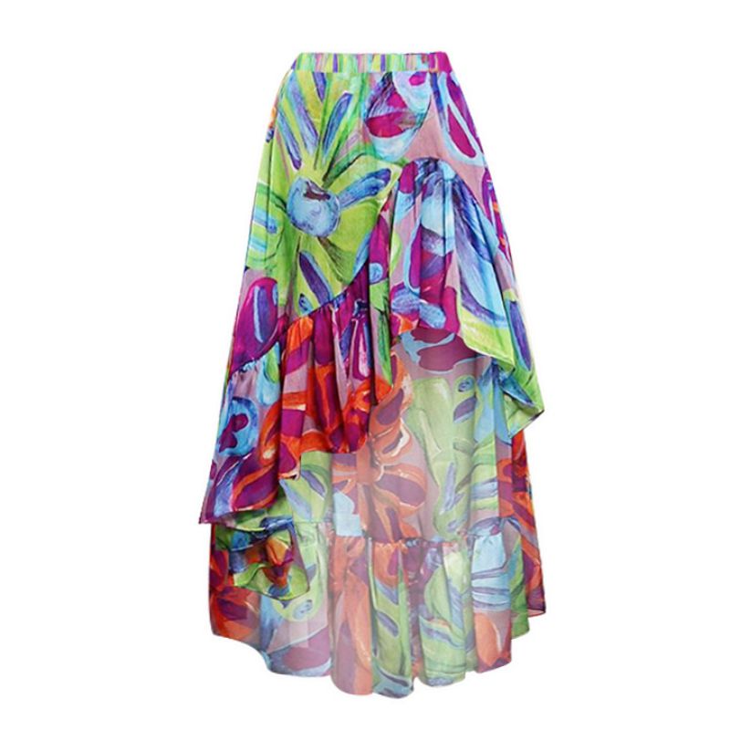 Fashion Single Umbrella Skirt Polyester Printed Irregular Skirt