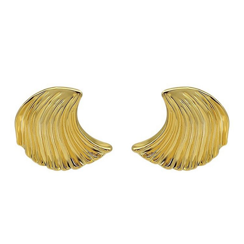 Fashion Gold (real Gold Plated) Metal Wavy Stripe Earrings