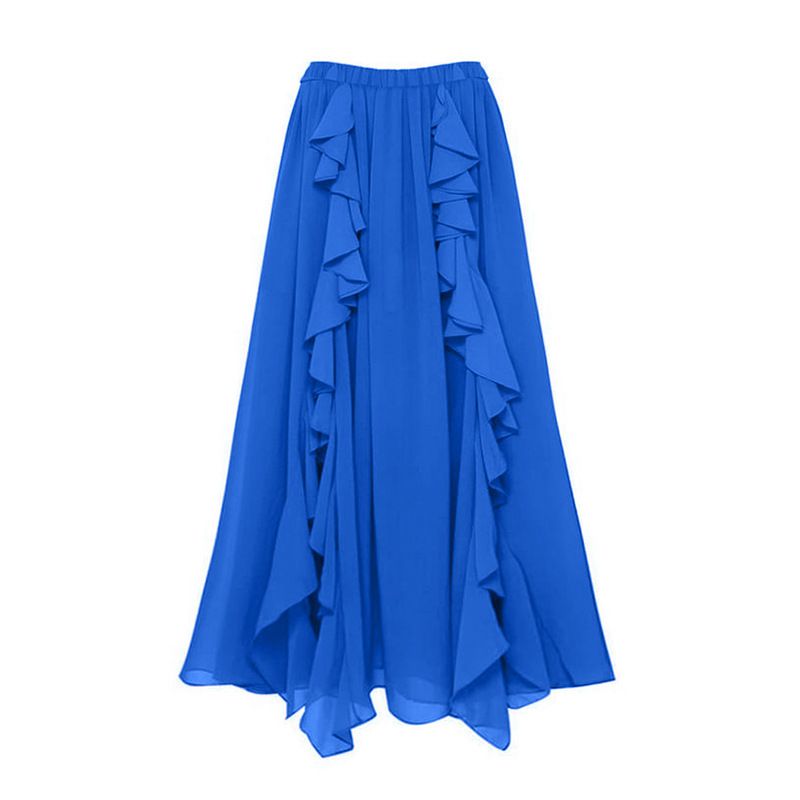 Fashion Single Blue Skirt Polyester Pleated Skirt