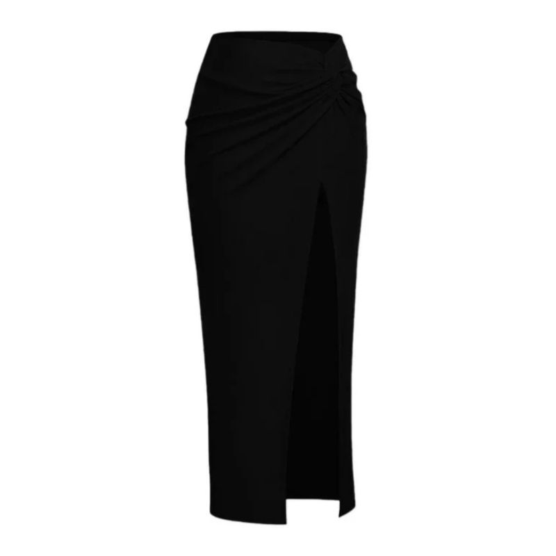 Fashion Single Slit Wrap Skirt Polyester Irregular Skirt