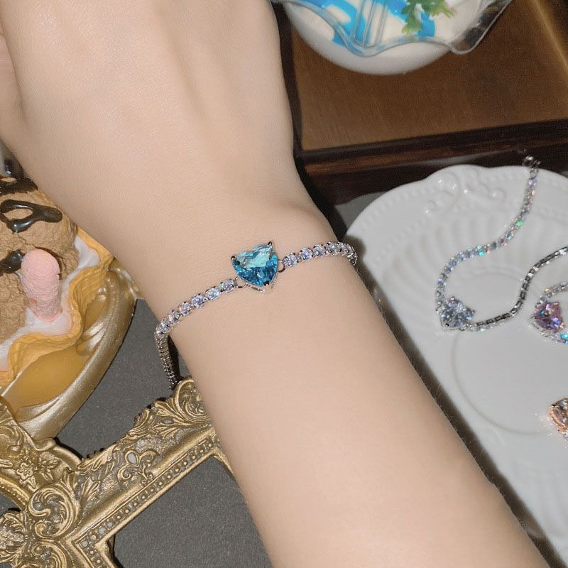 Fashion Bracelet Sea Blue Copper Diamond Love Bracelet
