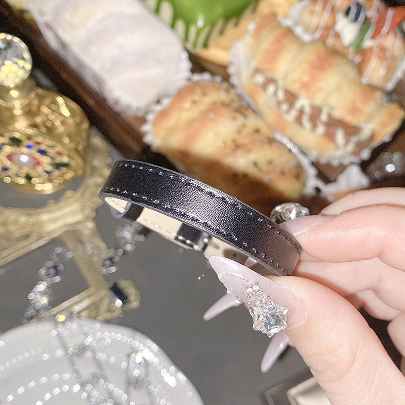 Fashion Bracelet 012110mm Genuine Leather Strap Geometric Bracelet With Genuine Leather Strap