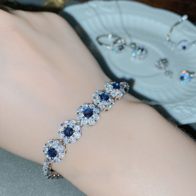 Fashion Cuic Blue Corundum Bracelet Type C Copper Diamond Geometric Bracelet