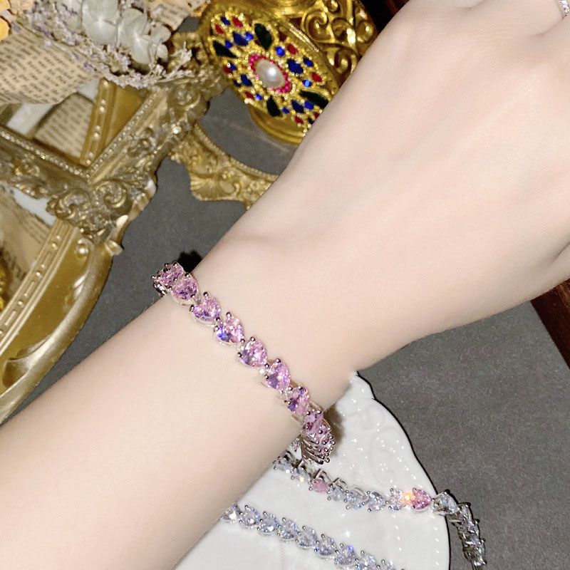 Fashion Bracelet 0127 Pink Copper Diamond Geometric Bracelet