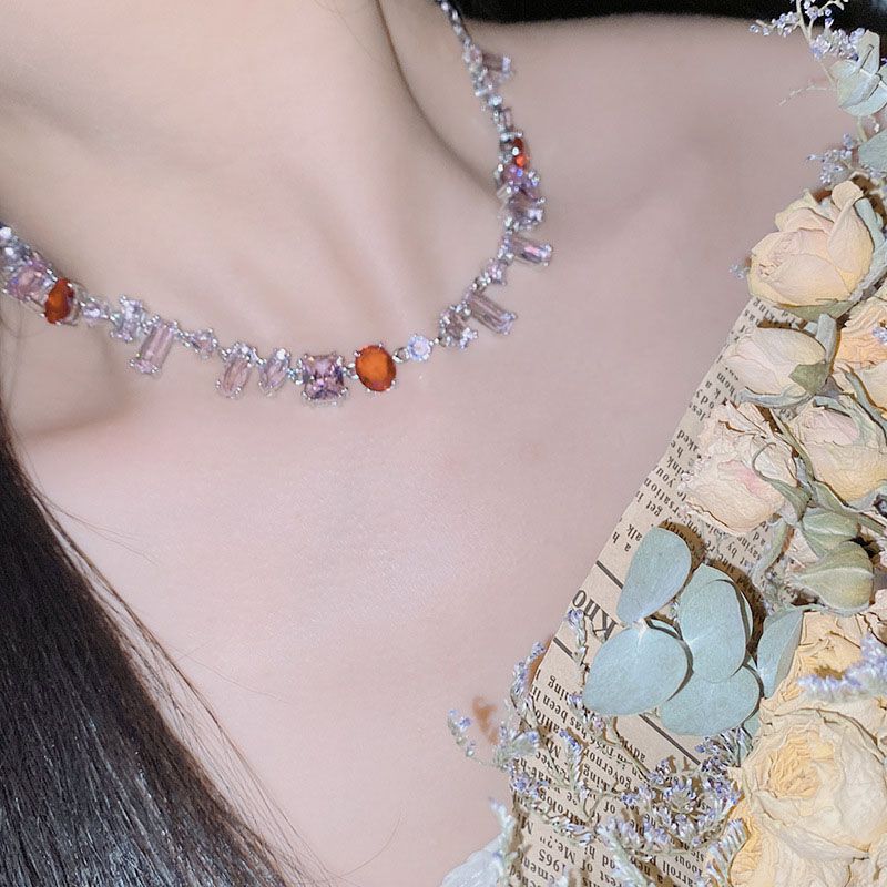 Fashion 8# Copper Diamond Geometric Necklace