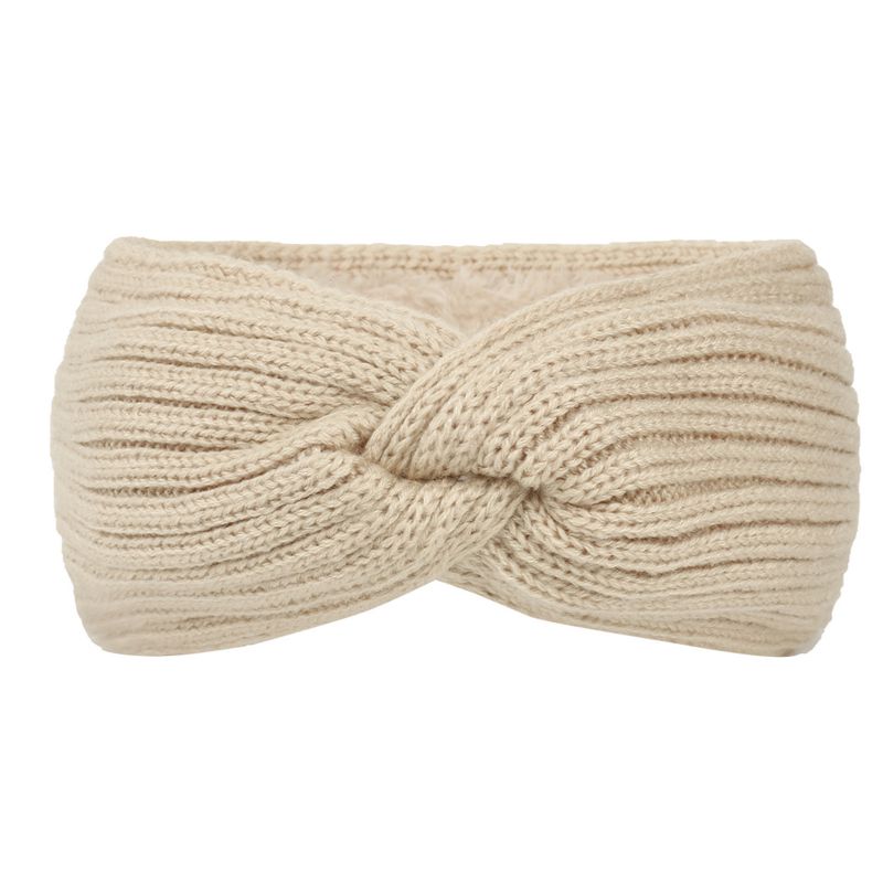 Fashion 1# Light Beige Wool Cross Knitted Headband