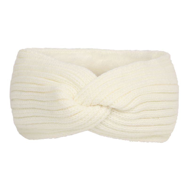 Fashion 7# White Wool Cross Knitted Headband