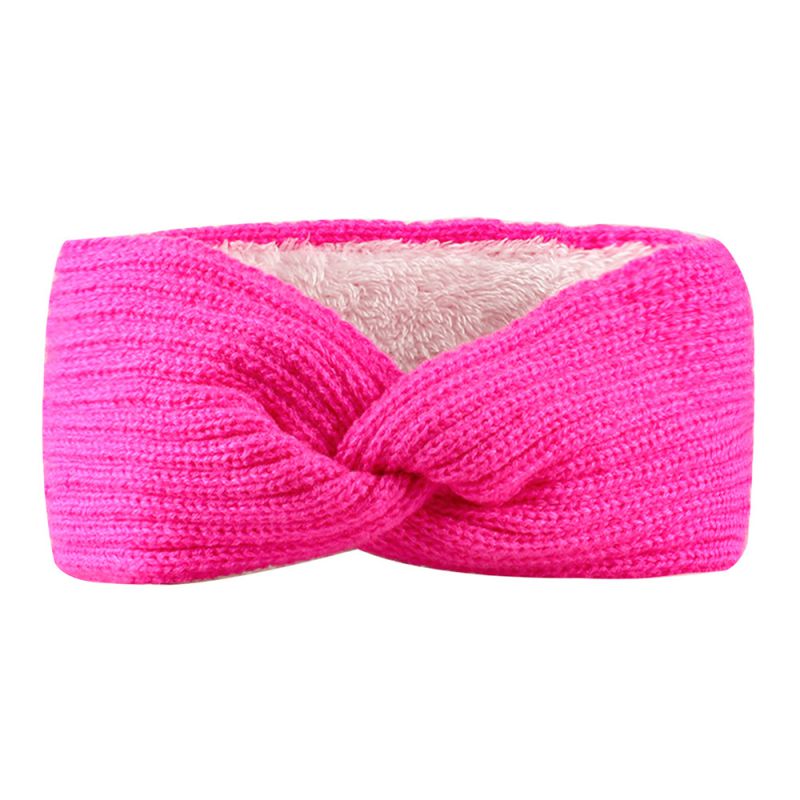Fashion 12# Rose Red Wool Cross Knitted Headband